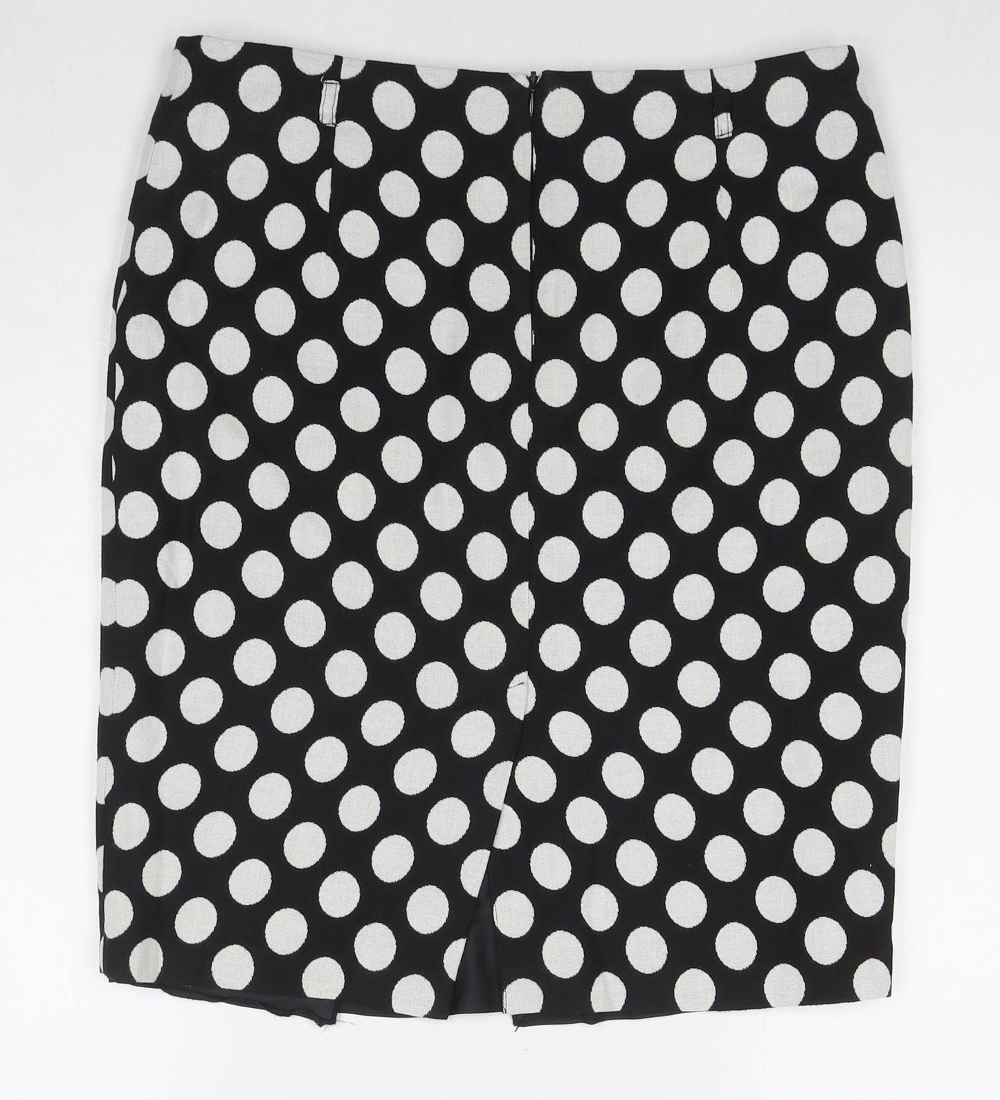 Marks and Spencer Womens Black Polka Dot Cotton A-Line Skirt Size 12 Zip