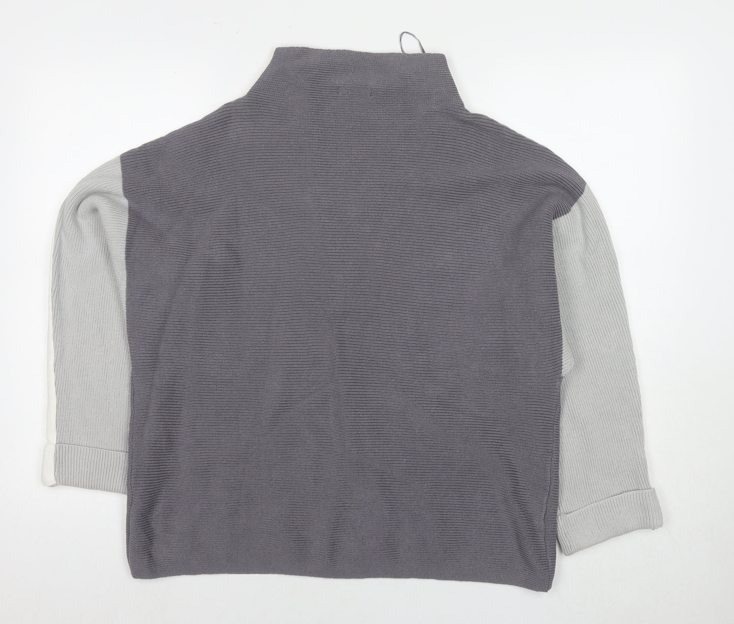 M&Co Womens Grey Round Neck Cotton Pullover Jumper Size 14