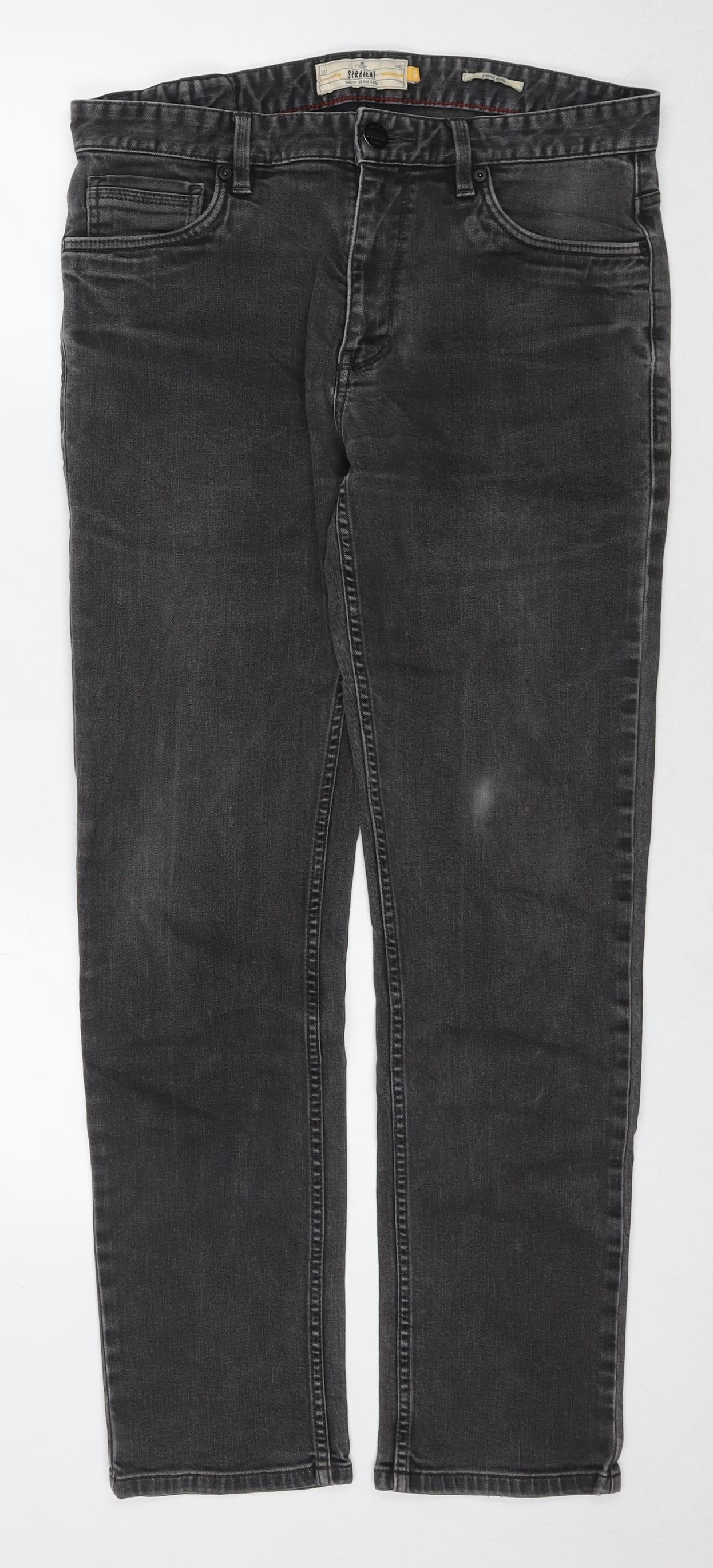 NEXT Mens Grey Cotton Straight Jeans Size 32 in L31 in Regular Zip