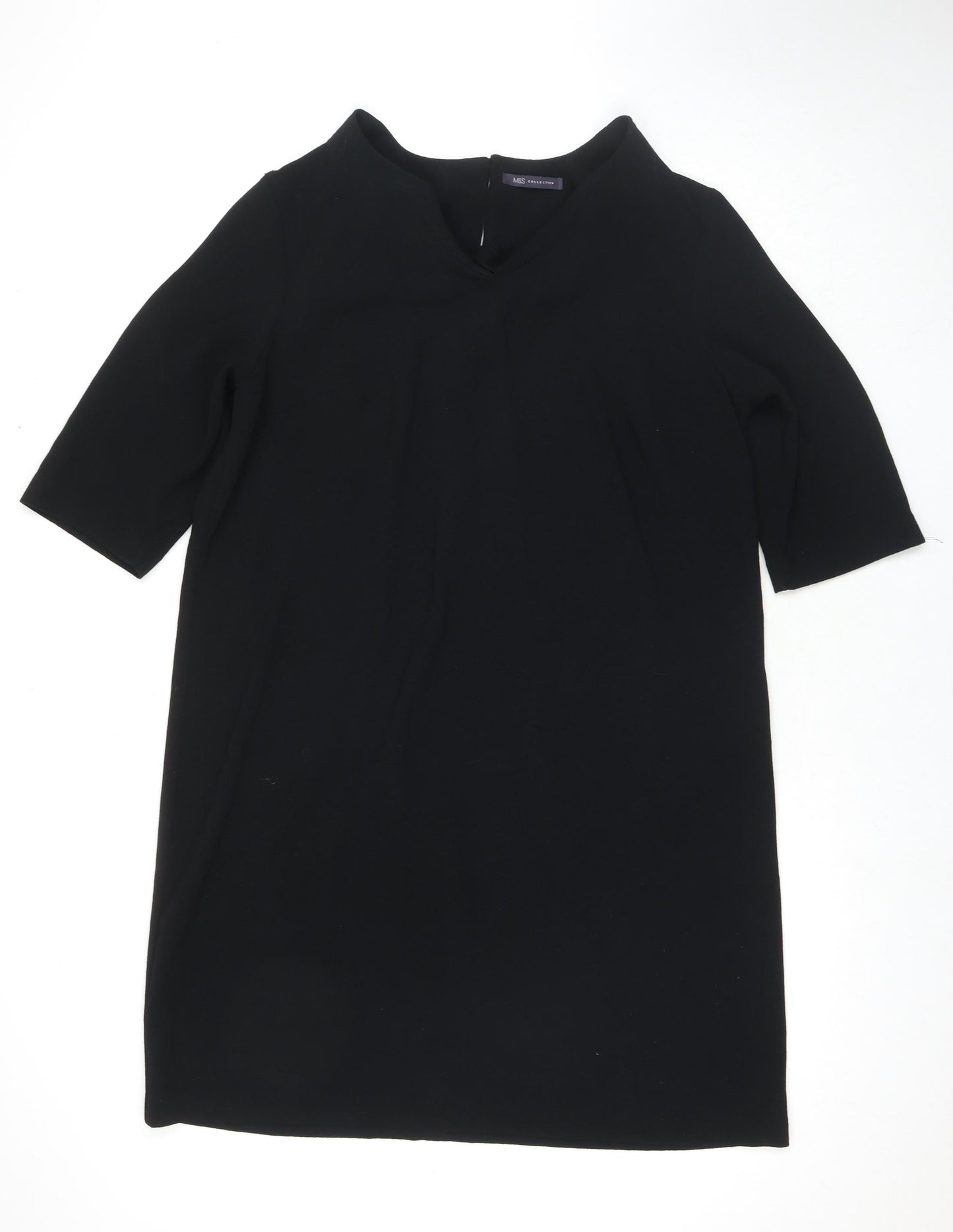 Marks and Spencer Womens Black Polyester A-Line Size 18 Round Neck Pullover