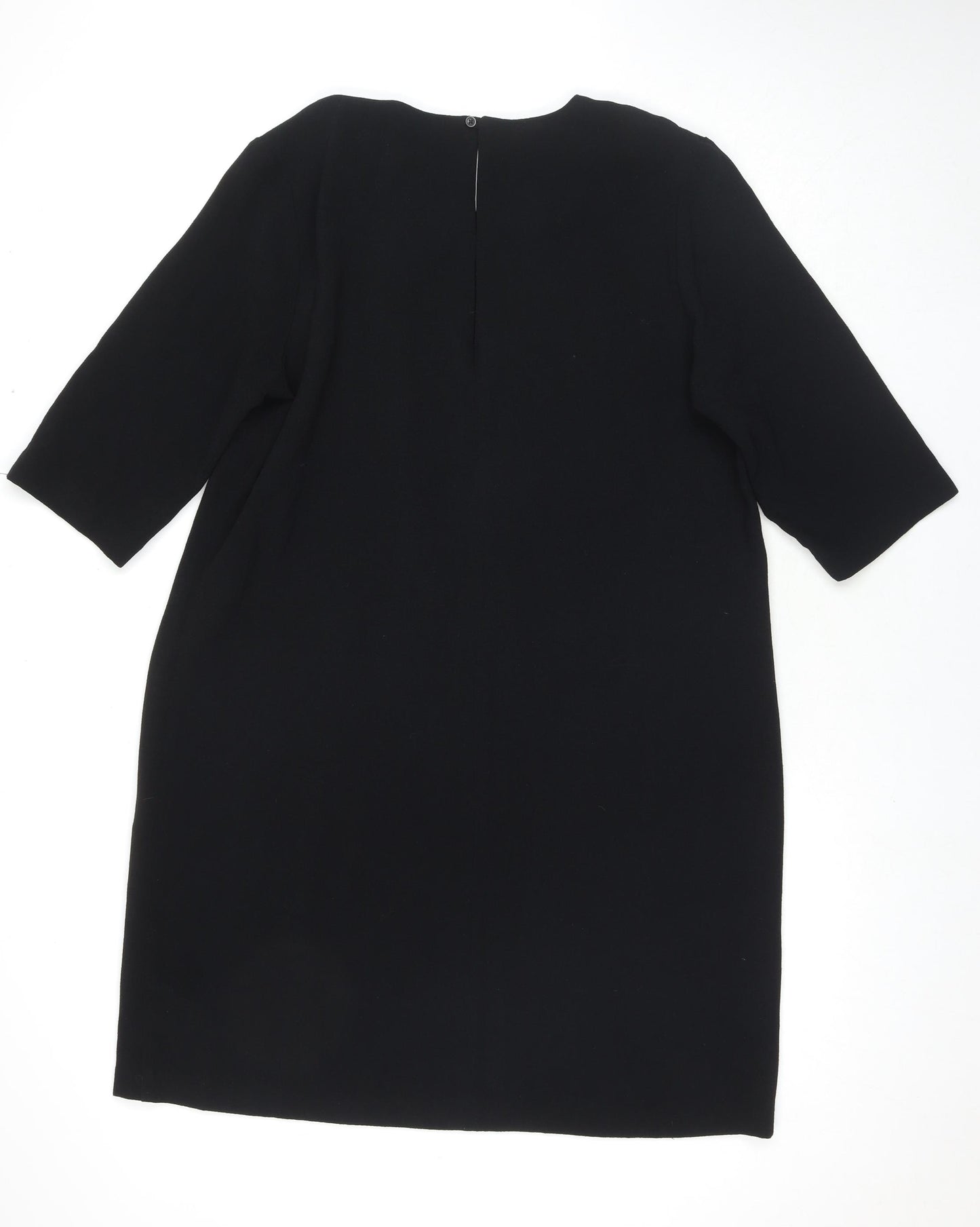 Marks and Spencer Womens Black Polyester A-Line Size 18 Round Neck Pullover