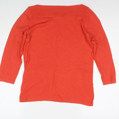 NEXT Womens Orange Boat Neck Cotton Pullover Jumper Size 12