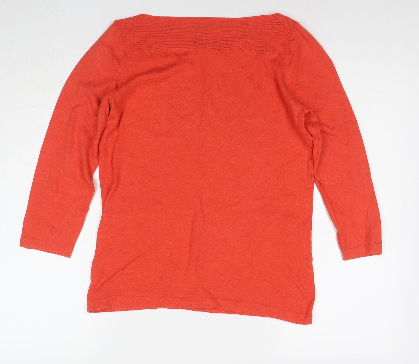 NEXT Womens Orange Boat Neck Cotton Pullover Jumper Size 12