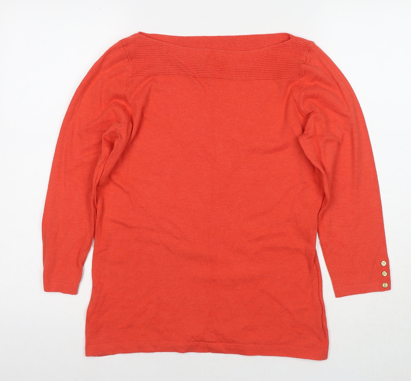 NEXT Womens Orange Boat Neck Cotton Pullover Jumper Size 12