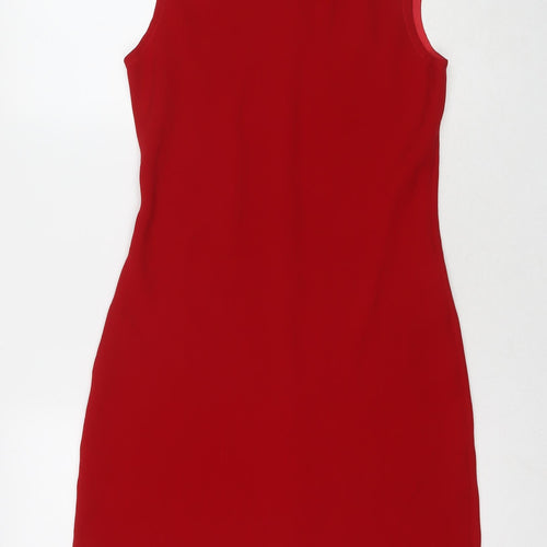 BHS Womens Red Polyester A-Line Size 12 Round Neck Pullover