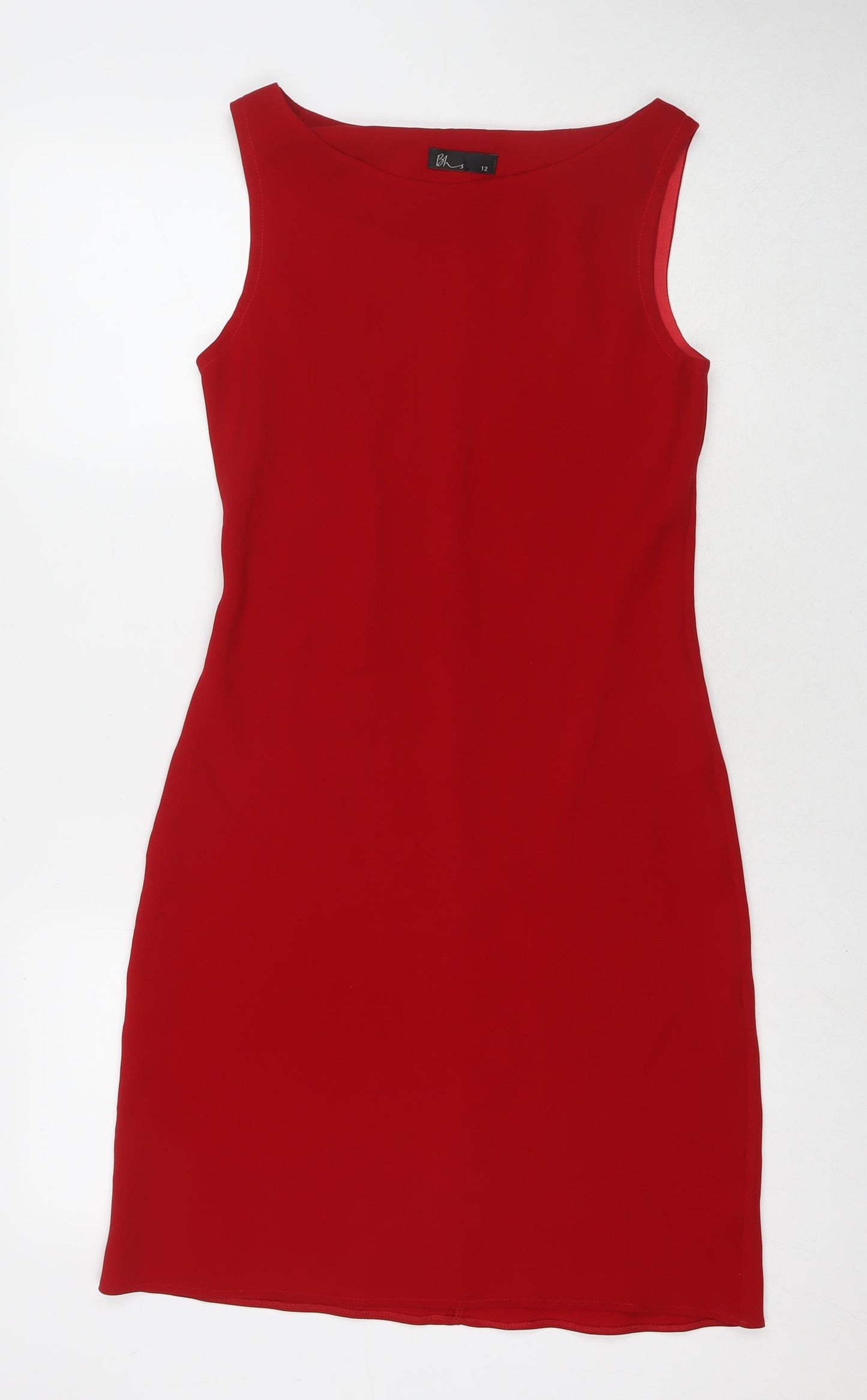 BHS Womens Red Polyester A-Line Size 12 Round Neck Pullover