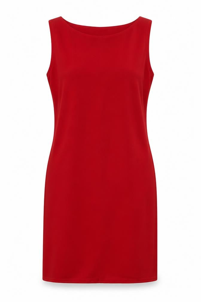 Front view of BHS women’s red polyester a-line, size UK 12, round neck pullover