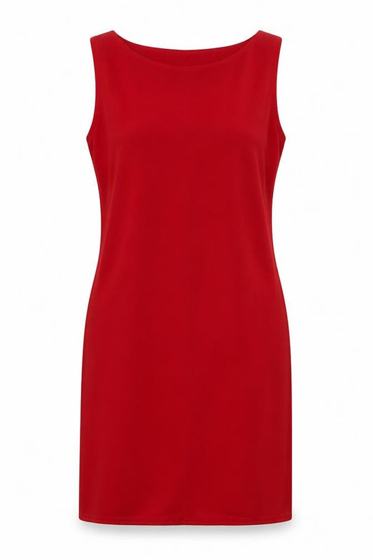 Front view of BHS women’s red polyester a-line, size UK 12, round neck pullover