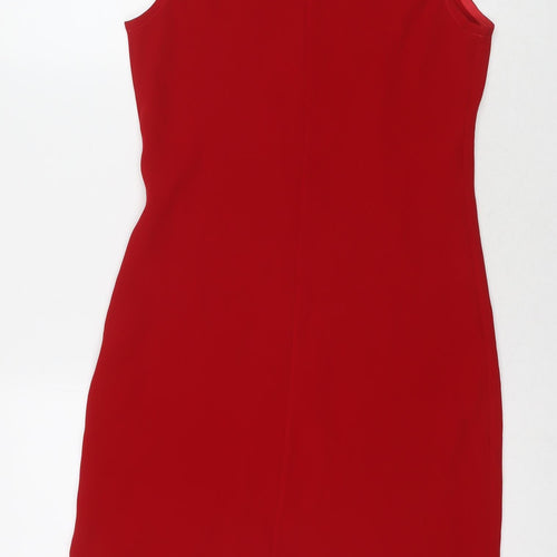 BHS Womens Red Polyester A-Line Size 12 Round Neck Pullover