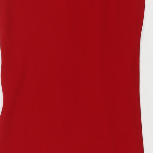 BHS Womens Red Polyester A-Line Size 12 Round Neck Pullover