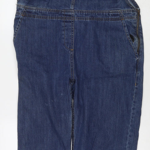 ASOS Womens Blue Cotton Dungaree One-Piece Size 14 L30 in Zip