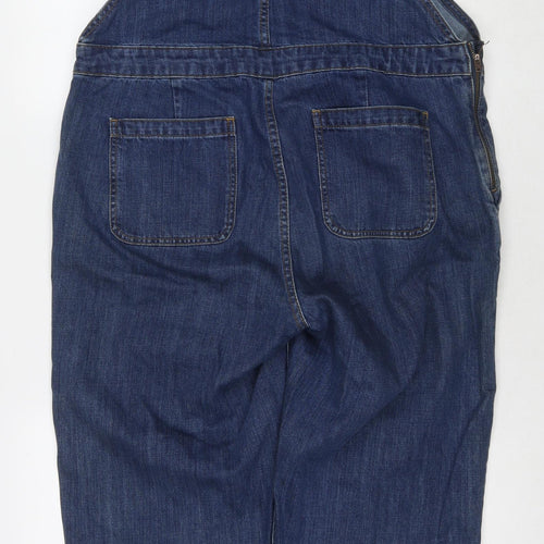ASOS Womens Blue Cotton Dungaree One-Piece Size 14 L30 in Zip
