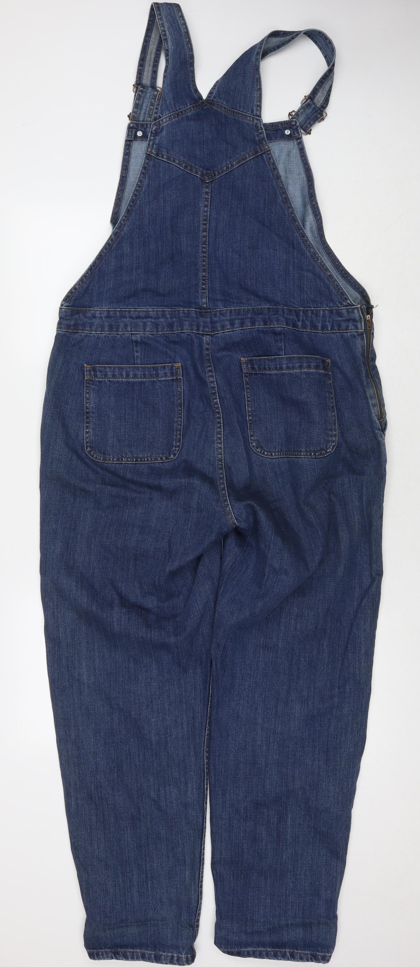 ASOS Womens Blue Cotton Dungaree One-Piece Size 14 L30 in Zip
