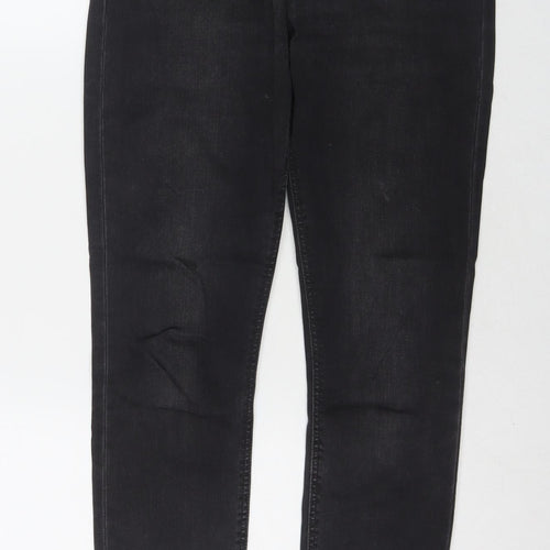 Zara Womens Black Cotton Skinny Jeans Size 12 L28 in Regular Zip