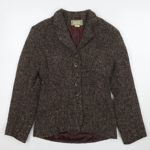 Monsoon Womens Brown Pea Coat Coat Size 10 Button