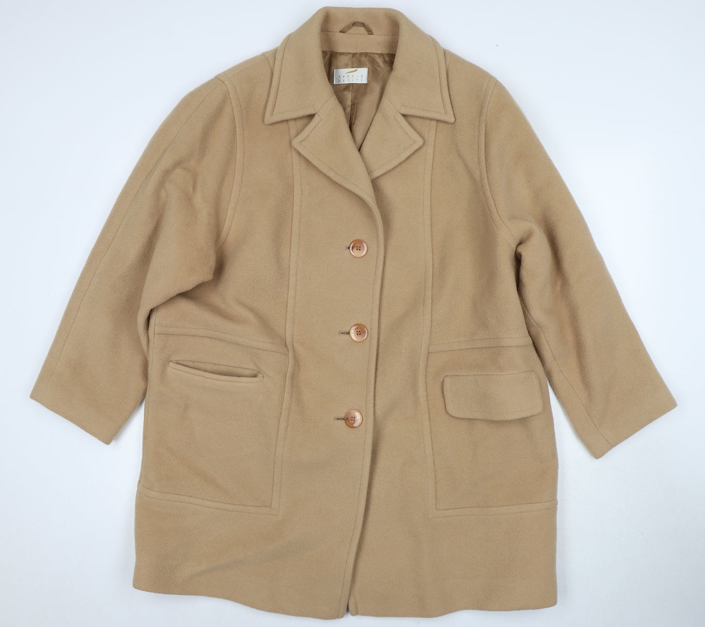 Precis Womens Brown Overcoat Coat Size 16 Button