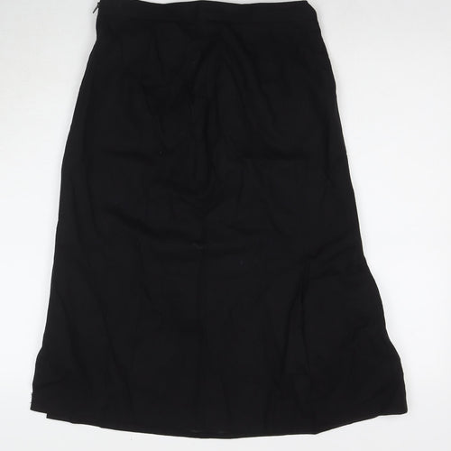 St Michael Womens Black Wool A-Line Skirt Size 14 Zip