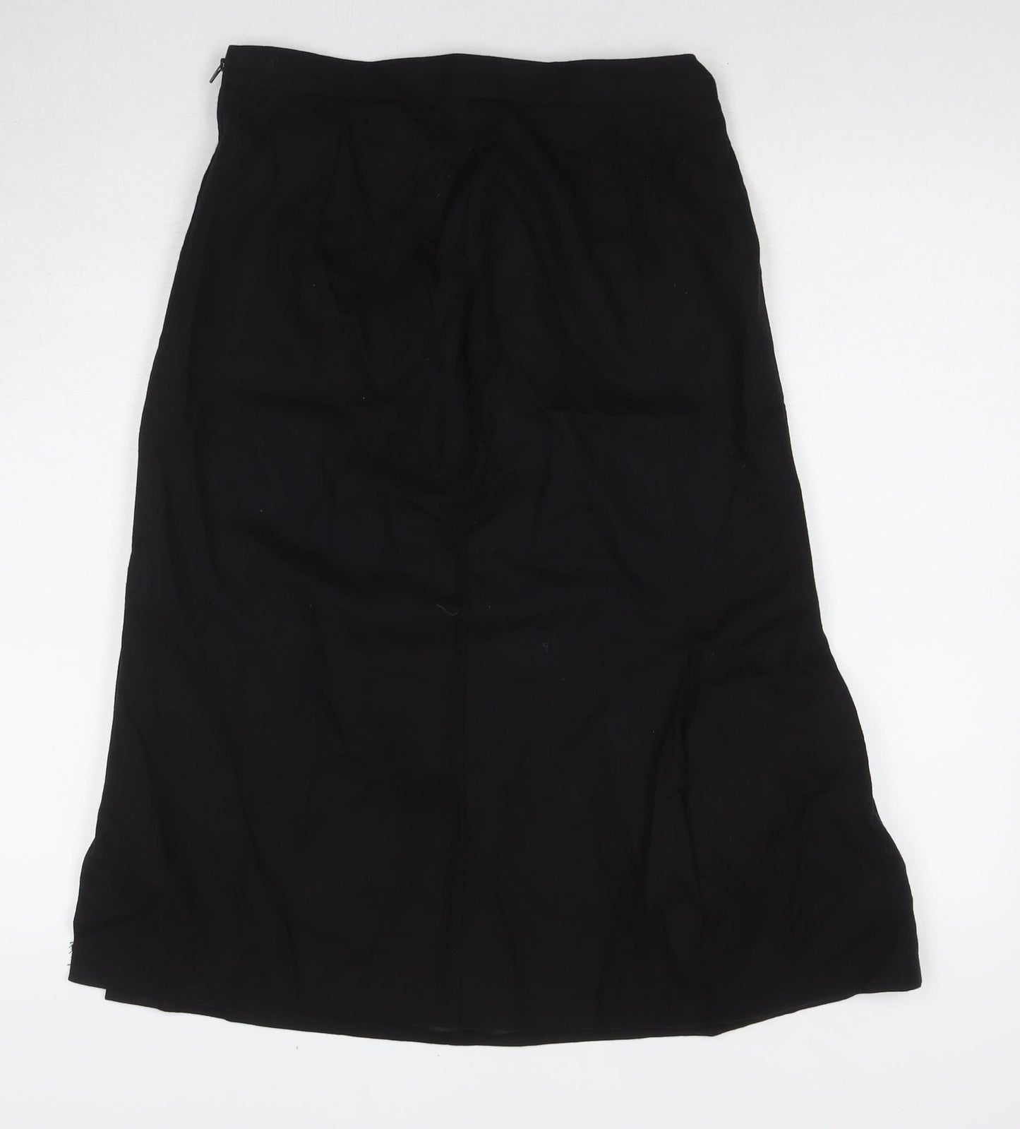 St Michael Womens Black Wool A-Line Skirt Size 14 Zip