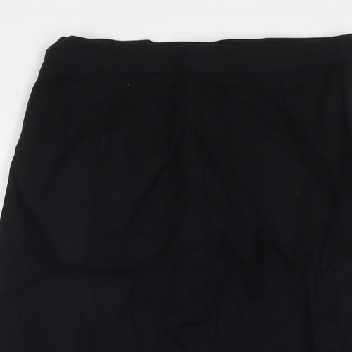 St Michael Womens Black Wool A-Line Skirt Size 14 Zip