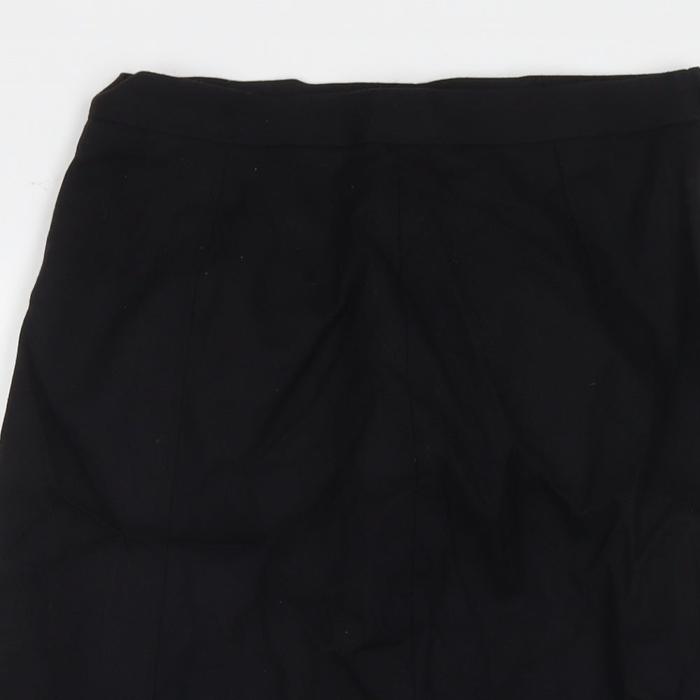 St Michael Womens Black Wool A-Line Skirt Size 14 Zip