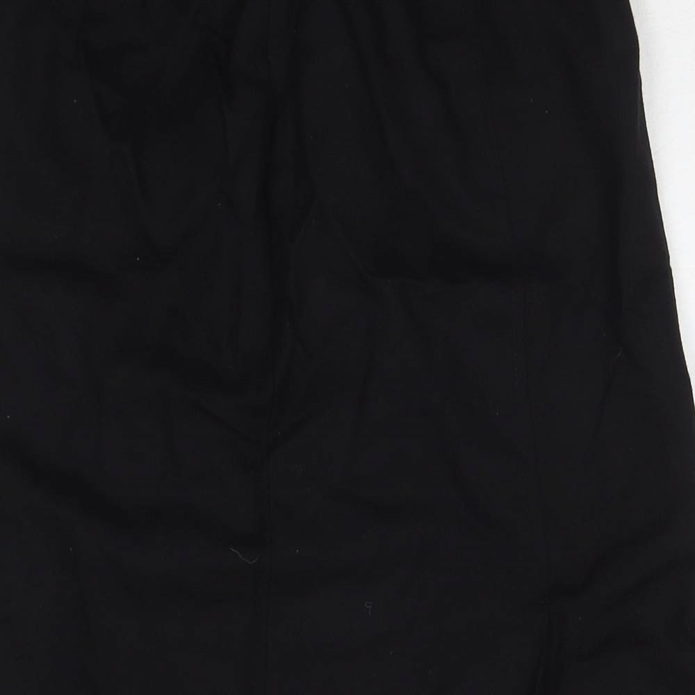 St Michael Womens Black Wool A-Line Skirt Size 14 Zip