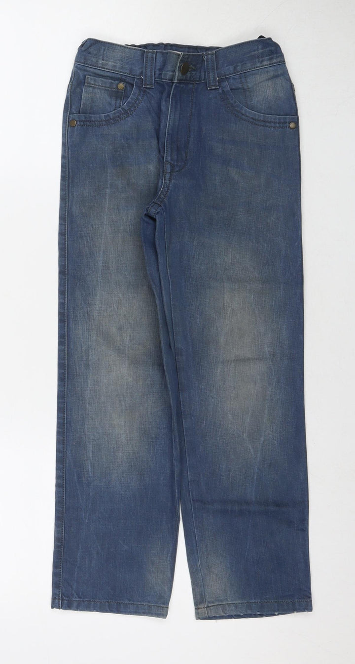 Indigo Boys Blue Cotton Straight Jeans Size 9 Years L23 in Regular Zip