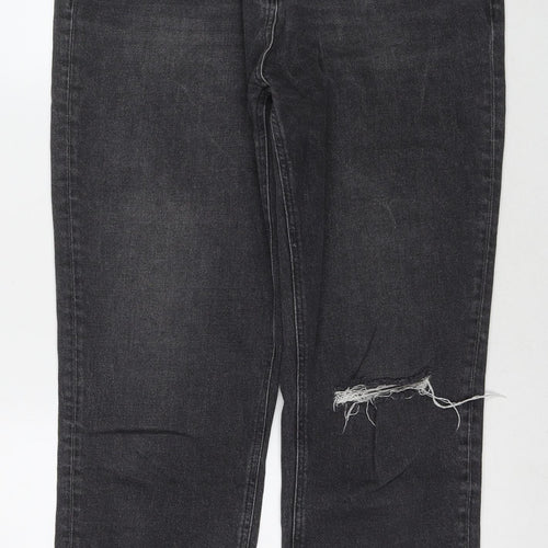 NEXT Womens Grey Cotton Straight Jeans Size 14 L27 in Regular Zip