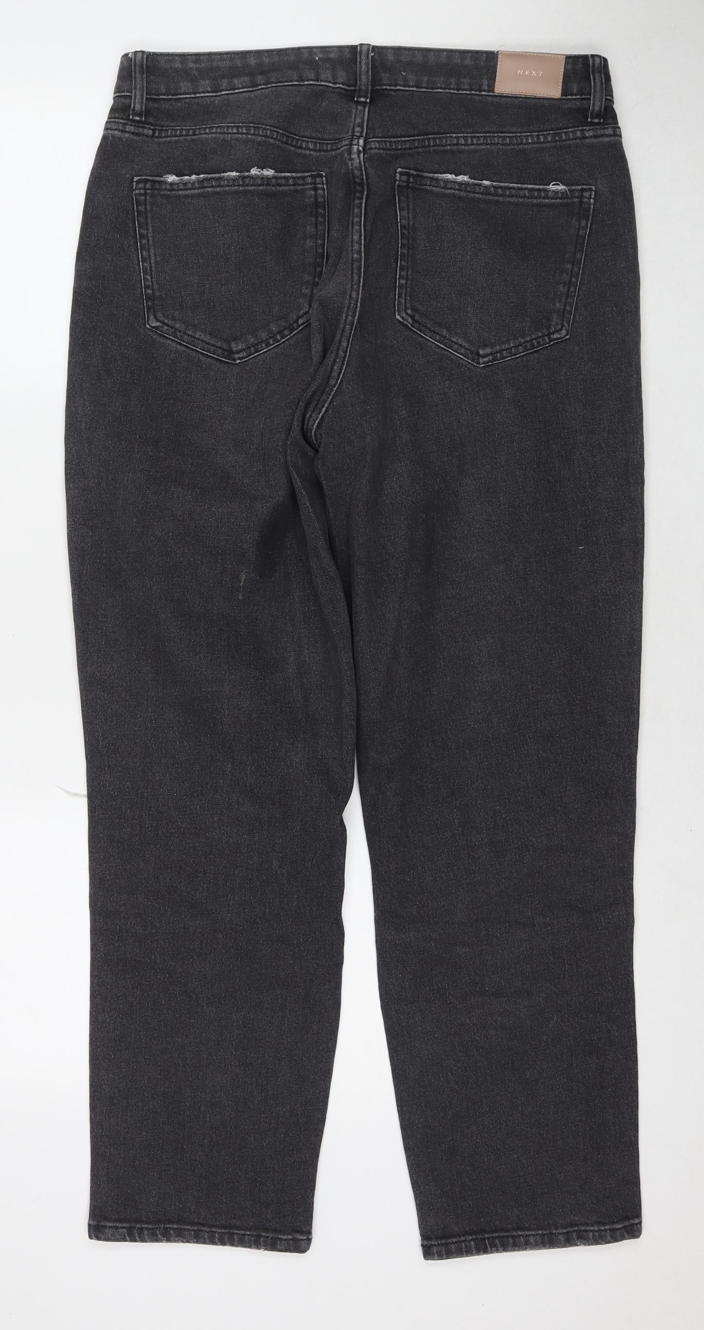 NEXT Womens Grey Cotton Straight Jeans Size 14 L27 in Regular Zip