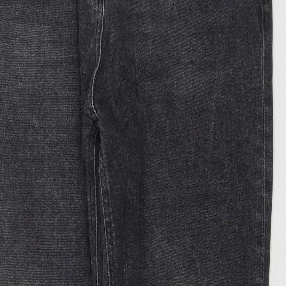 NEXT Womens Grey Cotton Straight Jeans Size 14 L27 in Regular Zip