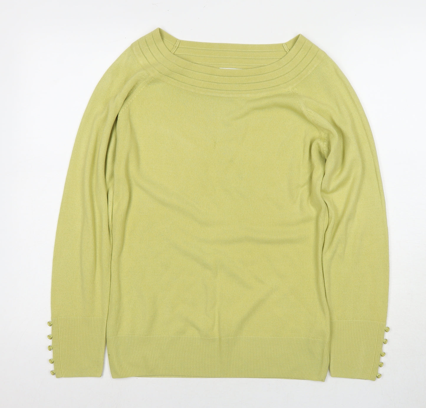 Marks and Spencer Womens Yellow Round Neck Acrylic Pullover Jumper Size 12