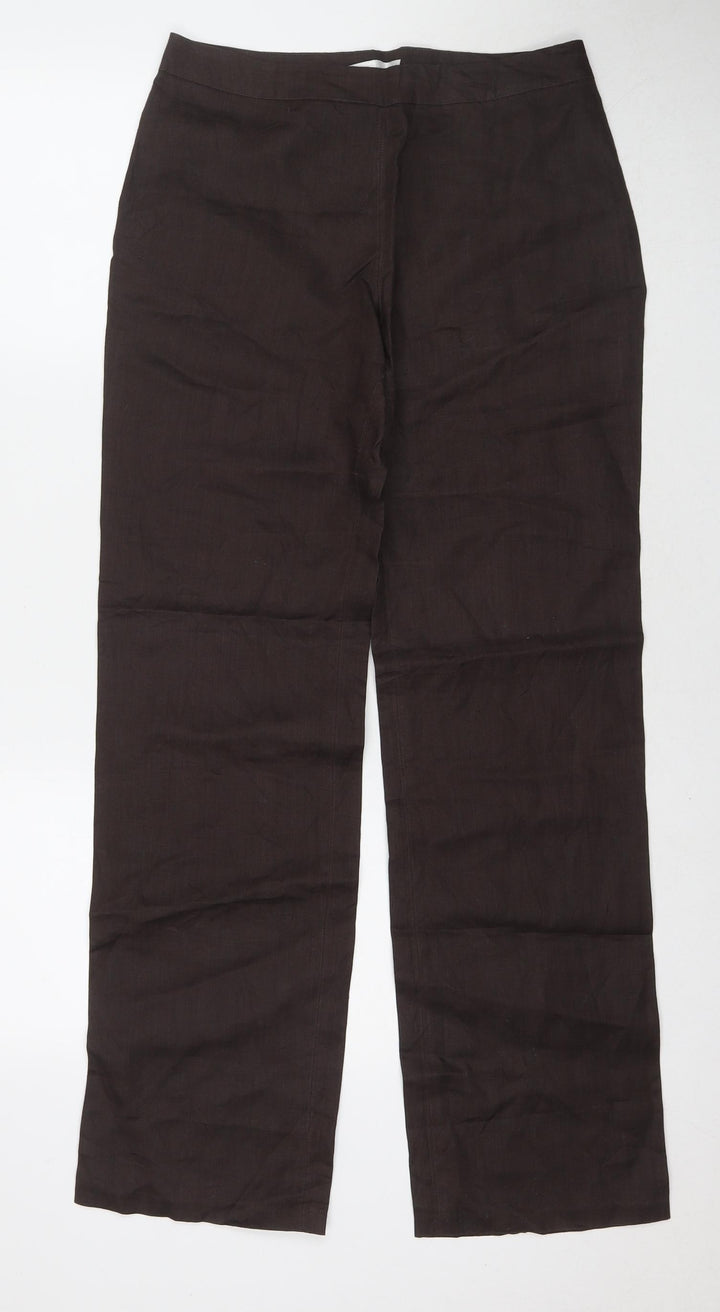 Promod Womens Brown Polyester Trousers Size 30 L30 in Regular Zip