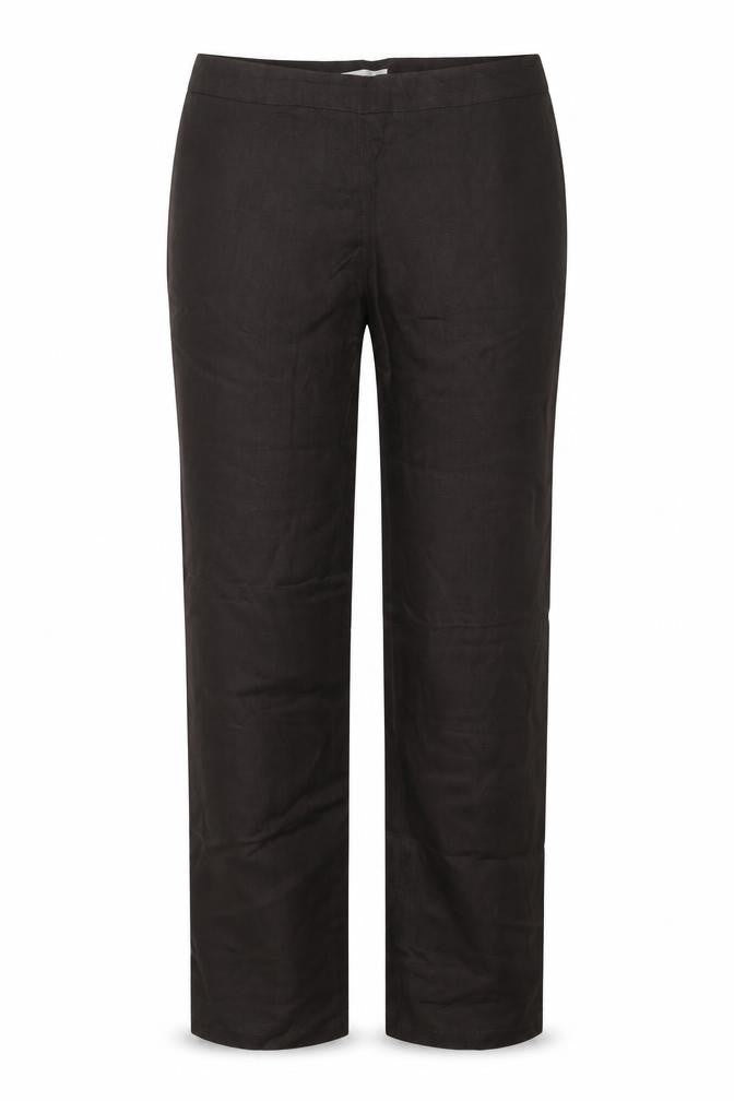 Front view of Promod women’s brown polyester trousers, size UK 30, 30-inch leg regular zip