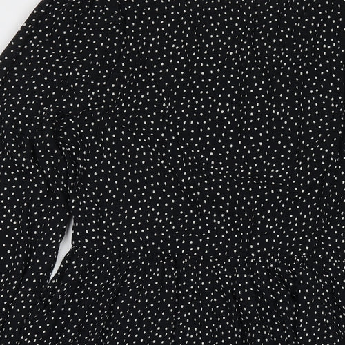 Marks and Spencer Womens Black Polka Dot Viscose Fit & Flare Size 12 Round Neck Pullover