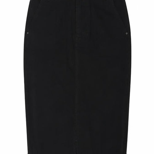 Dorothy Perkins Womens Black Cotton A-Line Skirt Size 8 Zip