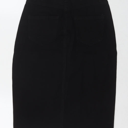 Dorothy Perkins Womens Black Cotton A-Line Skirt Size 8 Zip