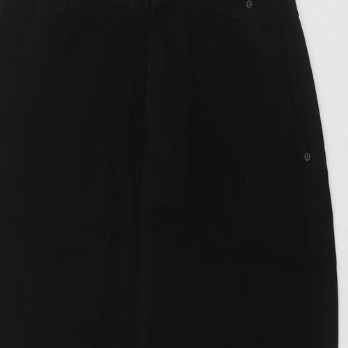 Dorothy Perkins Womens Black Cotton A-Line Skirt Size 8 Zip