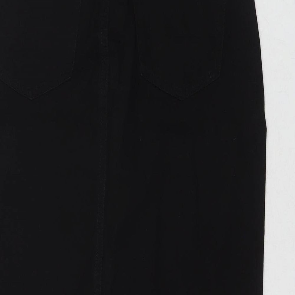 Dorothy Perkins Womens Black Cotton A-Line Skirt Size 8 Zip