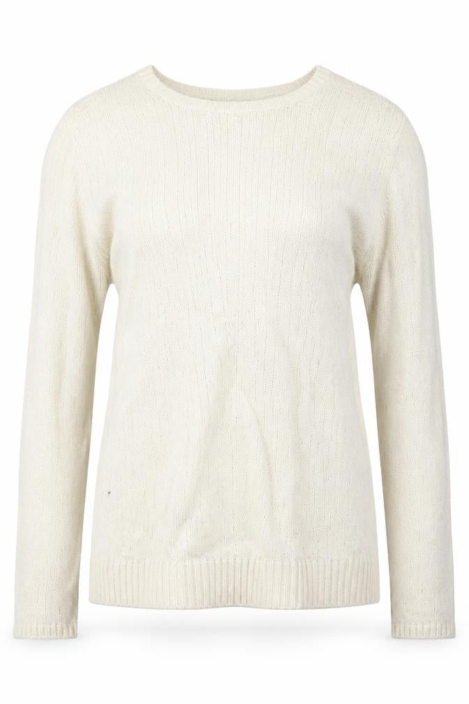 Front view of Gap women’s white round neck polyester jumper, size M