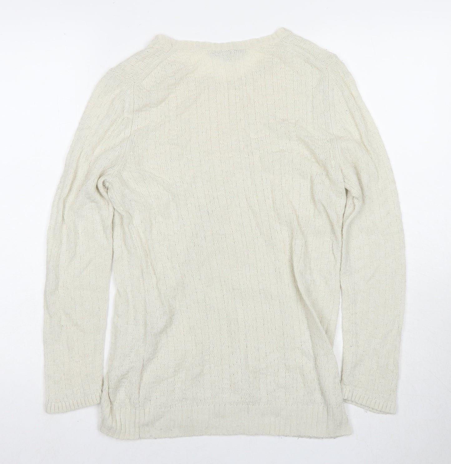 Gap Womens White Round Neck Polyester Pullover Jumper Size M