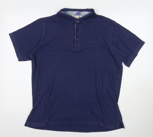 Cotton Traders Mens Blue Cotton Polo Size M Collared Pullover