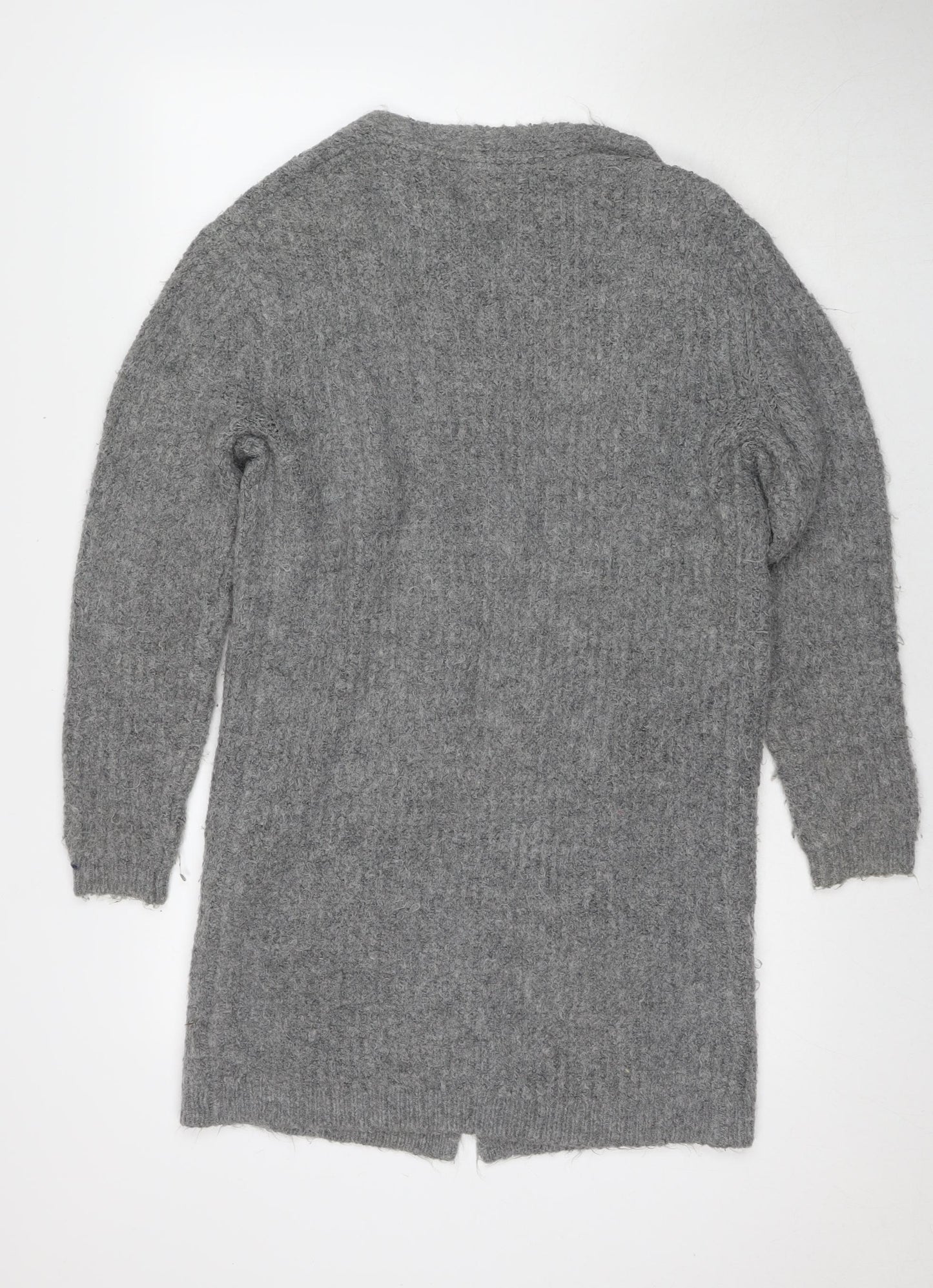 Marks and Spencer Womens Grey Collared Acrylic Cardigan Jumper Size S