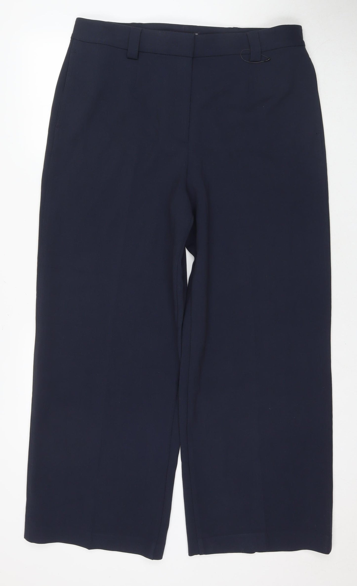 Marks and Spencer Womens Blue Polyester Trousers Size 14 L30 in Regular