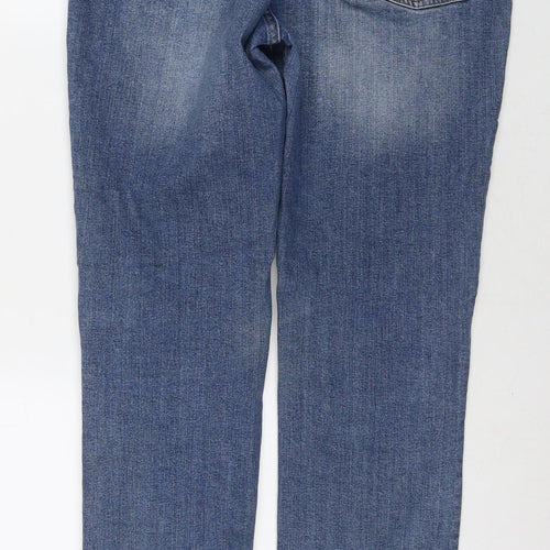 Fat Face Womens Blue Cotton Straight Jeans Size 14 L31 in Regular Zip