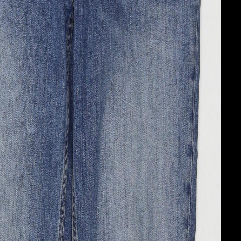 Fat Face Womens Blue Cotton Straight Jeans Size 14 L31 in Regular Zip