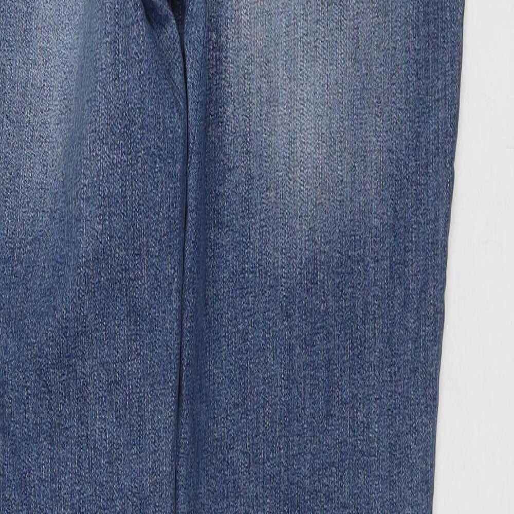 Fat Face Womens Blue Cotton Straight Jeans Size 14 L31 in Regular Zip