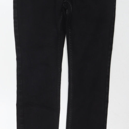 NEXT Womens Black Cotton Skinny Jeans Size 12 L25 in Regular Zip