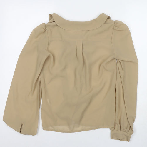 New Look Womens Brown Polyester Basic Button-Up Size 10 Round Neck