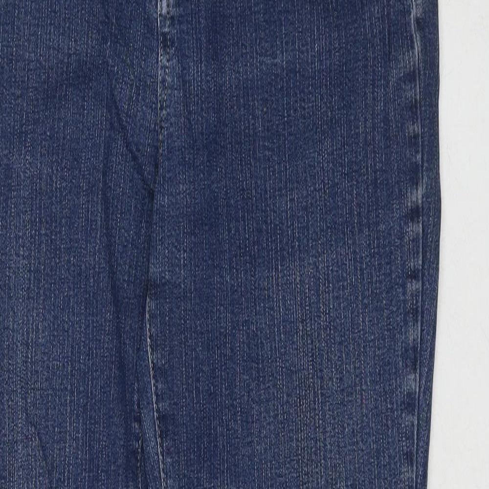 Per Una Womens Blue Cotton Bootcut Jeans Size 12 L28 in Regular Zip