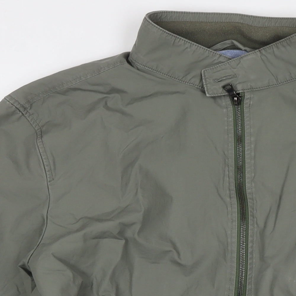 Marks and Spencer Mens Green Bomber Jacket Coat Size L Zip