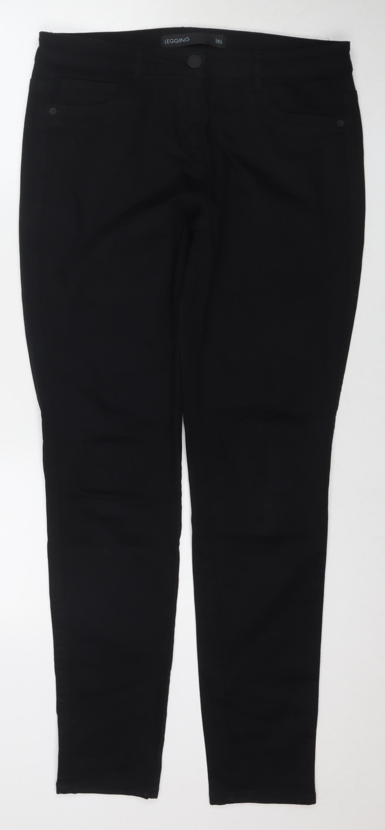 NEXT Womens Black Cotton Skinny Jeans Size 16 L30 in Regular Zip